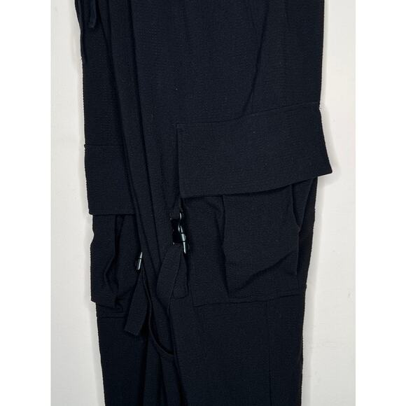 NWOT FOREVER 21 MEN Black Crepe Linen Cargo Jogger Sweatpants SIZE SMALL - Picture 8 of 10